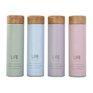 Wholesale Stainless Steel Double Wall Tumbler Vacuum Flask with Wooden Grain Lid Thermos Bottle Thermal Life Cup