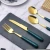 Import Wholesale wedding party flatware gold dinner knife fork spoon set green ceramic handle cutlery stainless steel from China