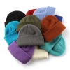 Wholesale Winter Solid Color Knitted Ribbed Beanie Streetwear Micro Mini Fisherman Loose Knit Beanie Hat with Custom Embroidery