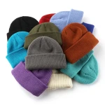 Wholesale Winter Solid Color Knitted Ribbed Beanie Streetwear Micro Mini Fisherman Loose Knit Beanie Hat with Custom Embroidery