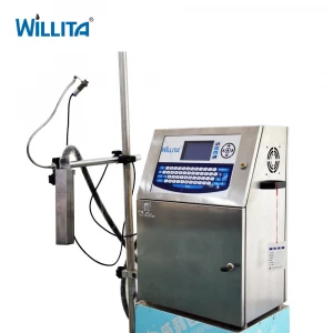 Willita Industrial CIJ Continuous Inkjet Print Round Plastic Pet Glass Water Bottle Cap Expiry Date Printing Machine