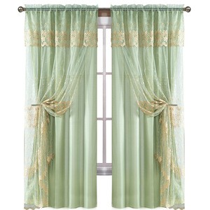 window Cheap embroidery Designs organza Tulle curtain with valance