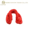 winter warm red color rabbit fur scarf with pom poms