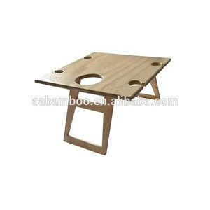 Wooden Bamboo Outdoor Picnic Table and Bamboo wine glass holder