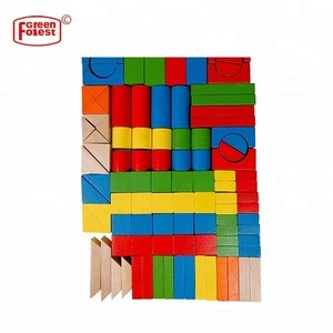 Wooden Toy 100pcs Non-toxic Wooden Building Blocks Set in 5 Colors wood blocks