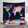 World adventure wanderlust Map colorful printed tapestry fabric printed
