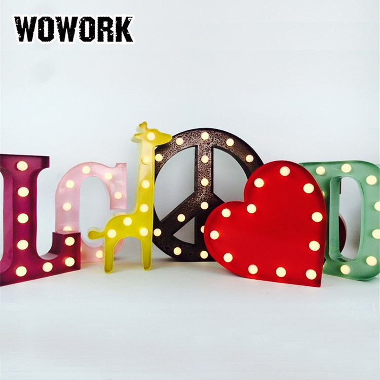 WOWORK bedside fairground mini spelling circus initial name letter marquee lamps
