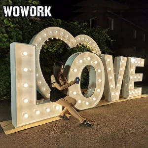 WOWORK high quality electronic signs 3D led outdoor light up letters love for wedding decoration