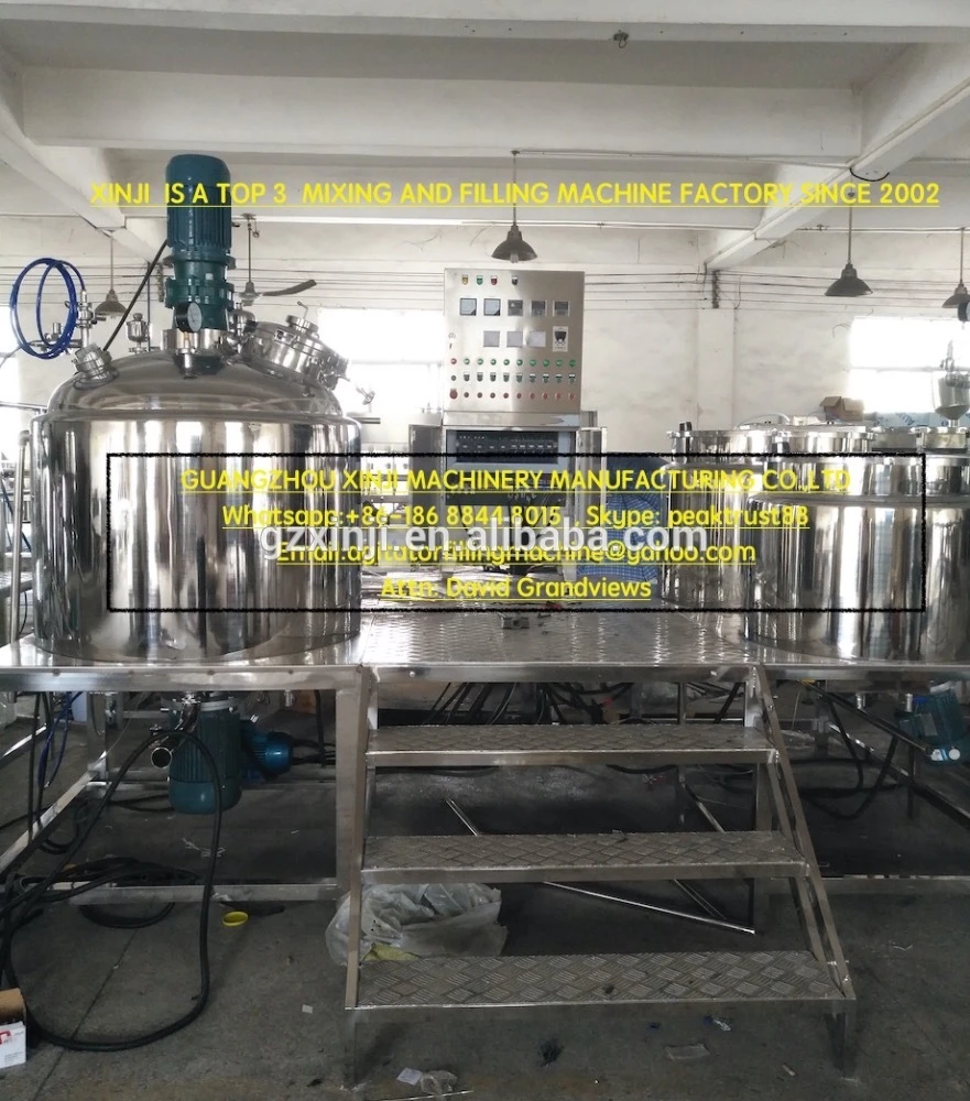 XINJI TOP 3 Vacuum emulsifier machine for white petroleum jelly making equipment