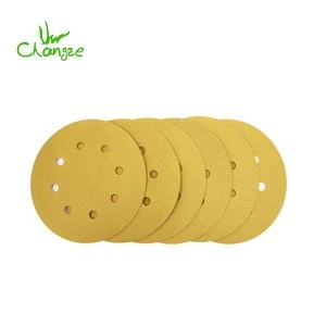 Yellow hook and loop backing abrasive sanding disc for surface polishing