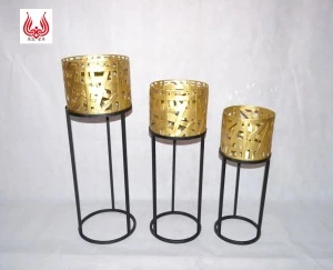 YINFA Set of 3 Metal Stand for Flowers Hot Sale Custom OEM ODM Iron Plant Stands Flower Pot Holders with Round Metal Frame