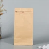 Zipper Kraft Paper Bag, Flat Bottom Tea Coffee Powder, Paper Bag For Coffee Packaging with Valve