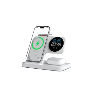 4-in-1 wireless charging fold stand with colock