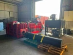 Energy efficient horizontal baler with large access door for aluminum chips