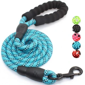 Strong Dog Leash with Comfortable Padded Handle and Highly Reflective Threads for Small Medium and Large Dogs