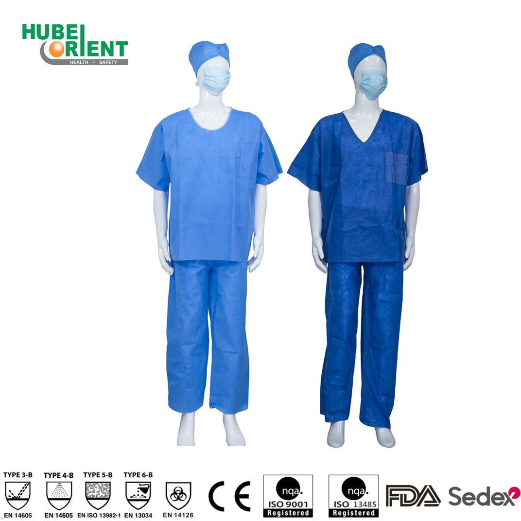 Buy White/dark Blue Disposable Medical Use Split Pajamas Suits from