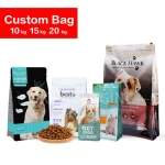 Custom plastic zipper bag pet food bag 50 pound 20 kg dog flat bottom pet food packaging bags