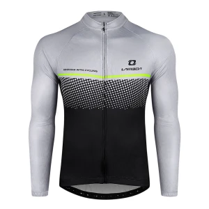LAMEDA Men's Cycling Bike Jersey Long Sleeve with 3 Rear Pockets - Moisture Wicking, Breathable, Quick Dry Biking Shirt