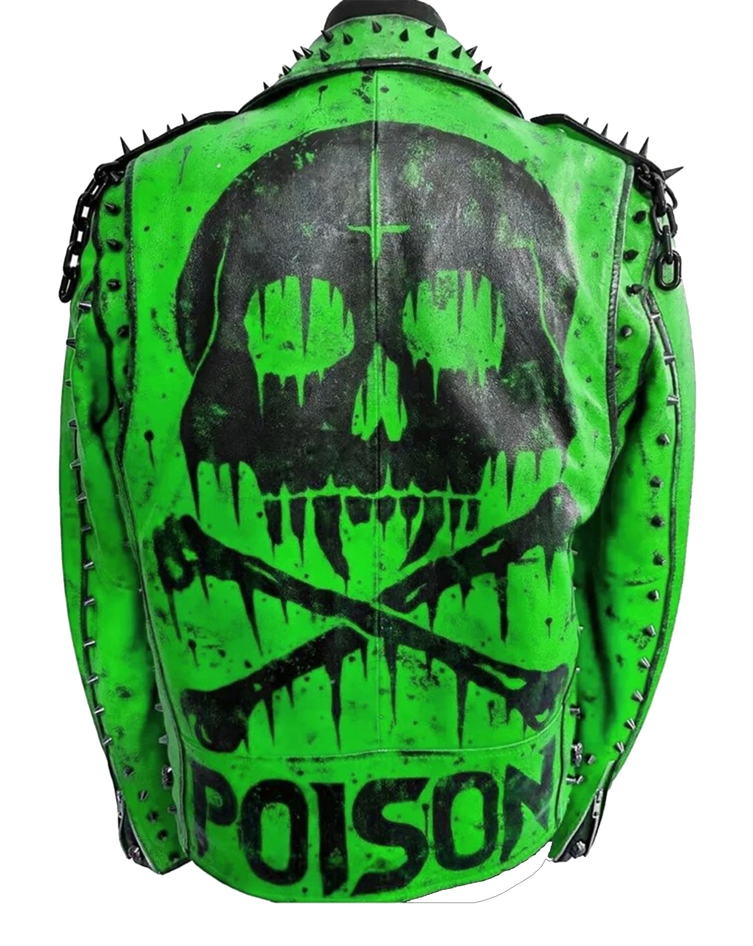 Buy Mens Punk Rock Death Poison Skull Biker Chain Cowhide Leater ...