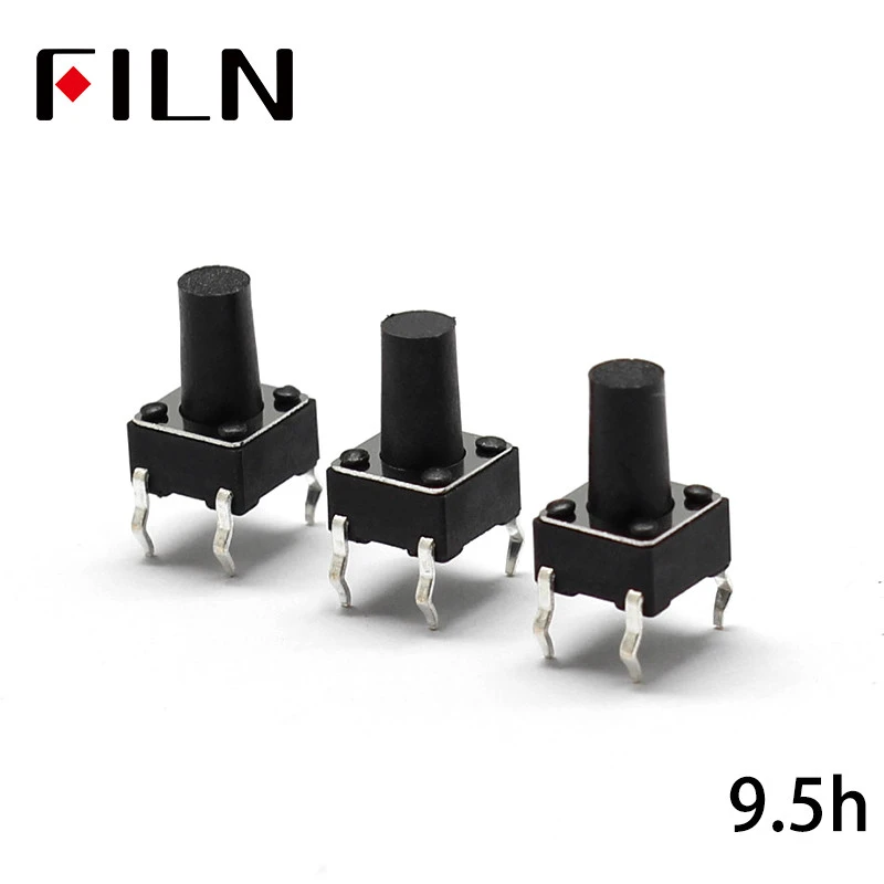 1000PCS 6X6X9.5MM Tact Switch Push Button Switch 12V Copper 4PIN DIP Micro Switch For TV/Toys/home use Button 9.5 height