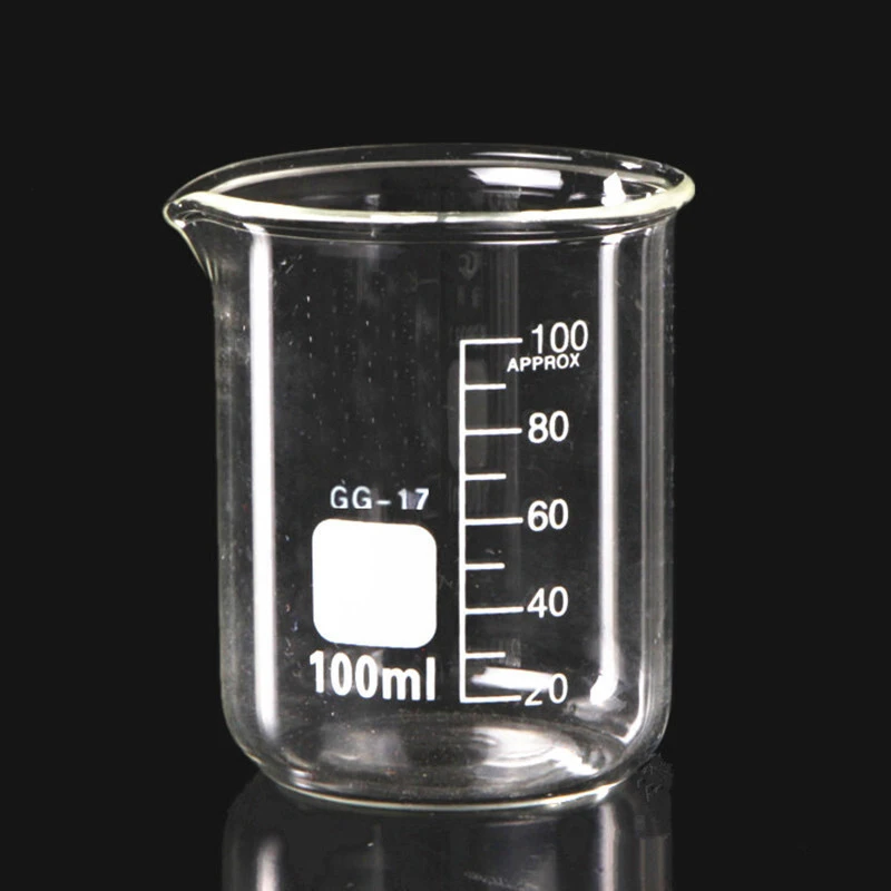100ml(3.3oz) Low form 3.3 Borosilicate cup glass beaker with Printed Graduation
