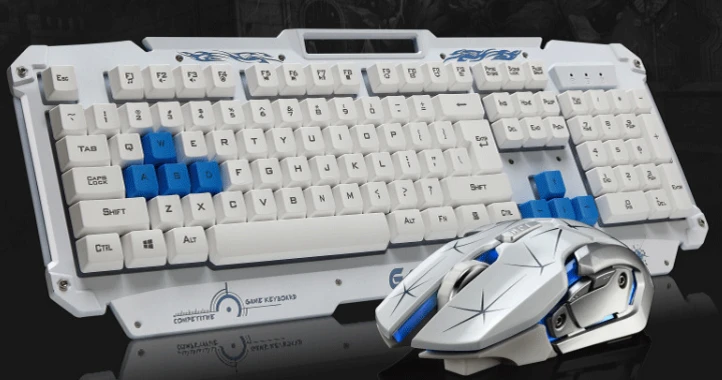 104 keys 2.4g wireless gaming keyboard and mouse combo with multimedia keys