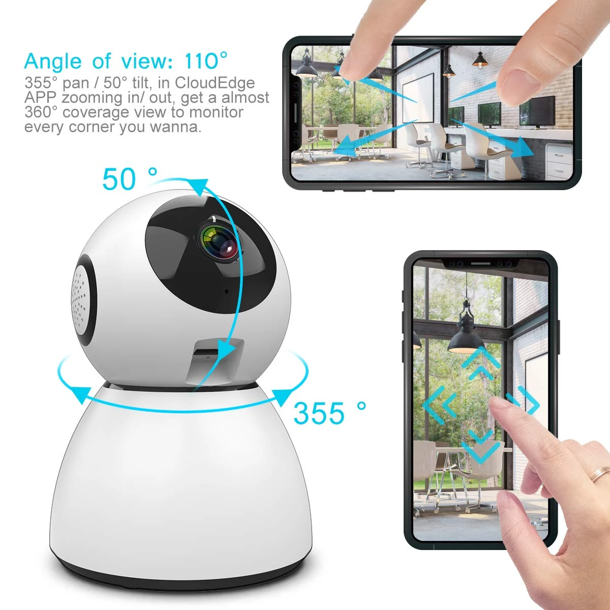 1080P WiFi IP Camera Wireless Baby Monitor with HD Audio Camera Automatic movement Motion Tracking Detector Night Vision