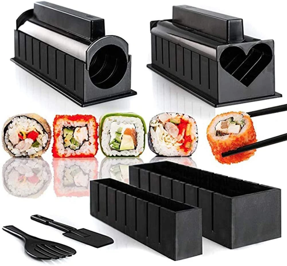 11pcs Sushi Making Kit Plastic Sushi Maker Tool Rice Roll Mold Home DIY Sushi Molds ABS