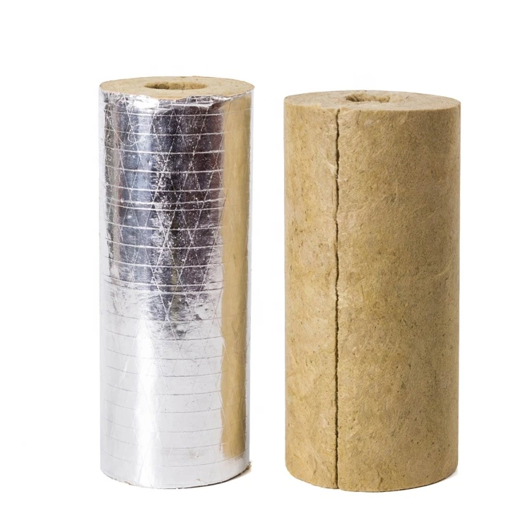 120kg/m3 30-150mm Thickness Insulation Rock Wool Pipe
