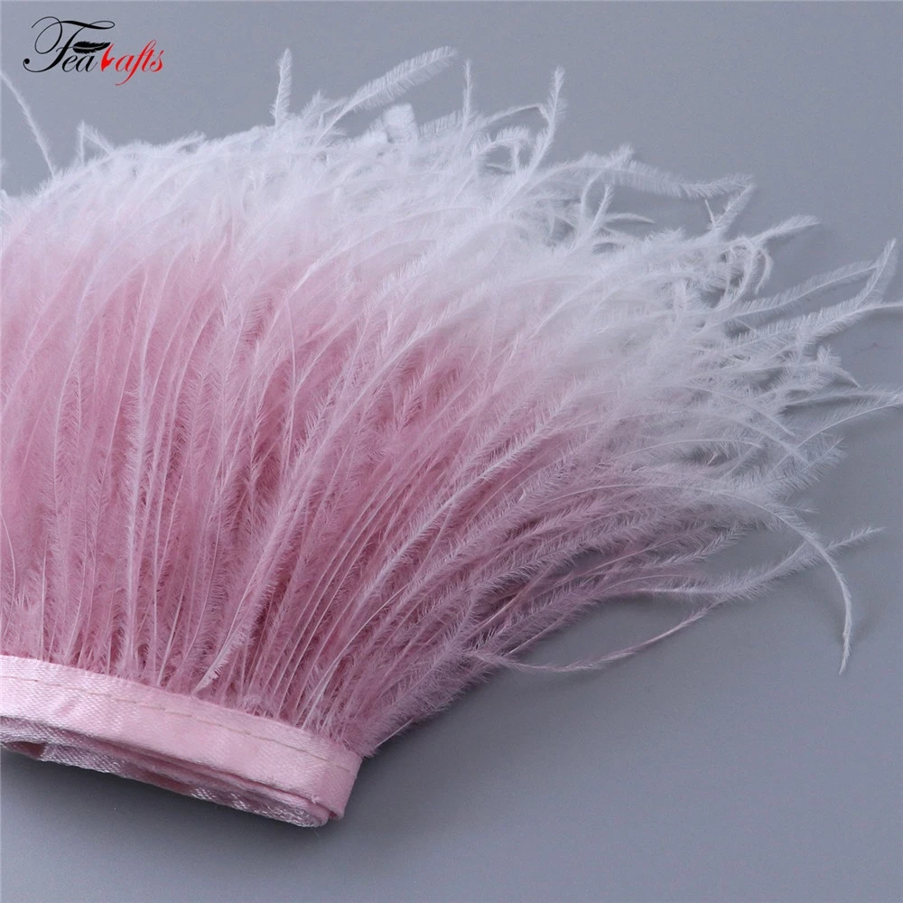 1.5Ply 10-15cm Multiple Colors Thick Ostrich Feather Fringe Trim for Luxury Costumes Sewing Boutique Wedding Dress Making
