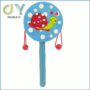 16cm wooden animal cute classic traditional baby rattle for promotional
