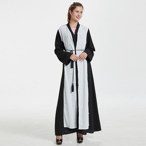 2018 Classic style front open abaya handmade beading saudi arabia long dress moroccan kaftan islam clothes turkey clothing