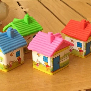 2019 3D Cartoon Small House Shaped Removable Rubber Eraser