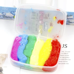 2019 Amazon Trending Products Popular Funny Stress Relief Toy Rainbow Silk Putty Cotton Slime Kit PlayDough Toy