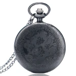 2019 New Retor pocket With Necklace Chain Roman unisex black charm pocket watches