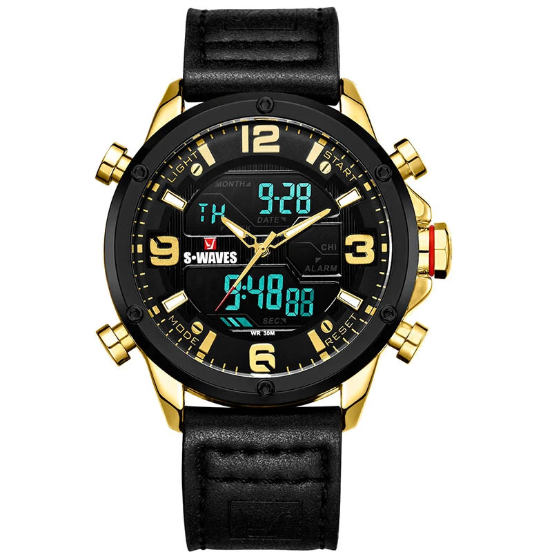 2020 2074P Military LED Digital Watches Sport Custom Mens Watch 3 ATM Leather Water Resistant