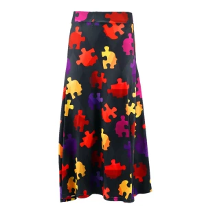 2020 Four Way Stretch Custom Design Fashion Women Maxi Dresses A-line Plus Size Multicolor Autism Puzzles Women Skirts Wholesale