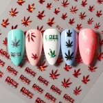 2020 Hot Selling Holographic Laser Leaf Shape 3D Nail Decal Sticker Nail Art Sticker WG265