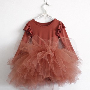 2020 new design autumn fashion long sleeve ballet  tutu dresses baby girls