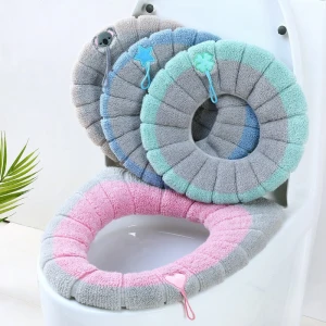 2020 NEW Soft Thicker Warmer Stretchable Washable Cloth Toilet seat Cover Pads Universal with Handle