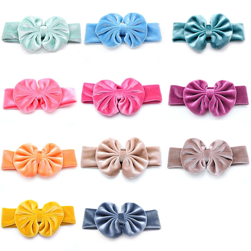 2020 Popular soft baby hair accessories elastic hair tie velvet bow headband for kids