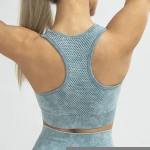 2021 Amazon Hot Sale Acid Washed Racer Back Women Gym Yoga Running Top Seamless Sports Bra Sports Shockproof Yoga Bra