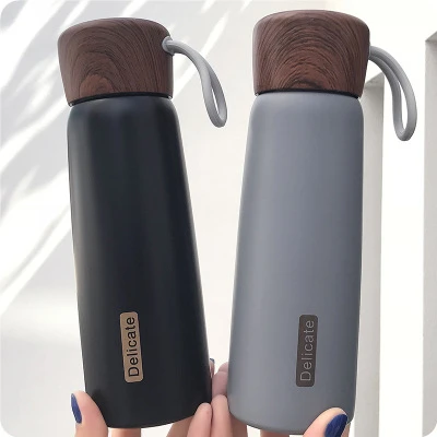 2021 Bamboo Shape Lid Insulated Thermos Stainless Steel Shaker Water Bottle Vacuum Flasks