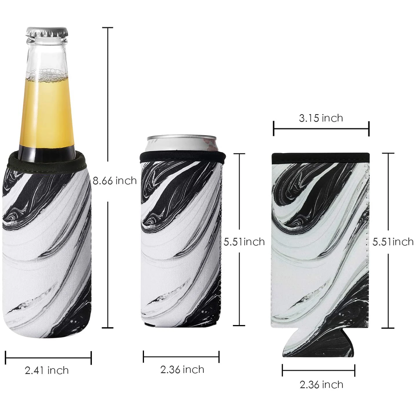 2021 Custom Made Popular Neoprene Water Bottle Cooler Holder Sleeve Insulator Cover Sublimation Printing Bottle Stubby
