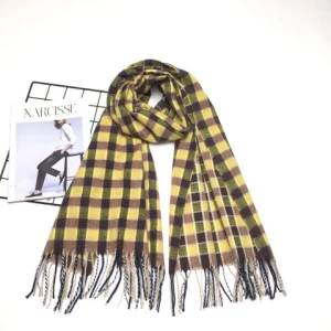 2021 hot selling check acrylic cashmere like scarf winter women Shawls for ladies