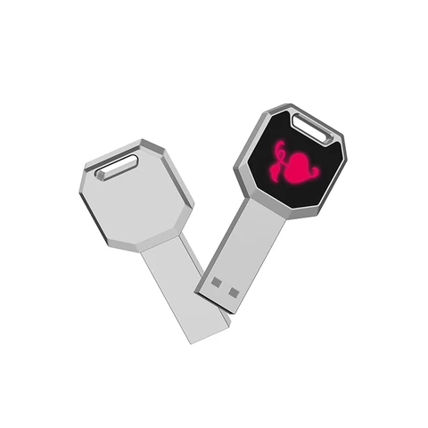 2022 portable metal customized logo glowing key chain usb flash drive gift storage usb stick flash memory 4/8/16/32/64 GB