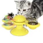 2023 Fun Glowing Ball Chew Toy for Kittens Interactive Revolving Turntable Windmill Cat Puzzle Pet Toys Teeth Cleaning
