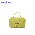 2024 crossbody bag woman green color vegan leather messenger bag custom clasp lock handbag