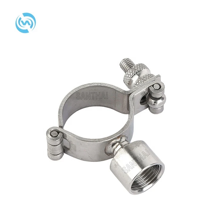 304 Stainless Steel Sanitary Fittings Pipe Support BSP Thread Heavy Duty Clamp Holder