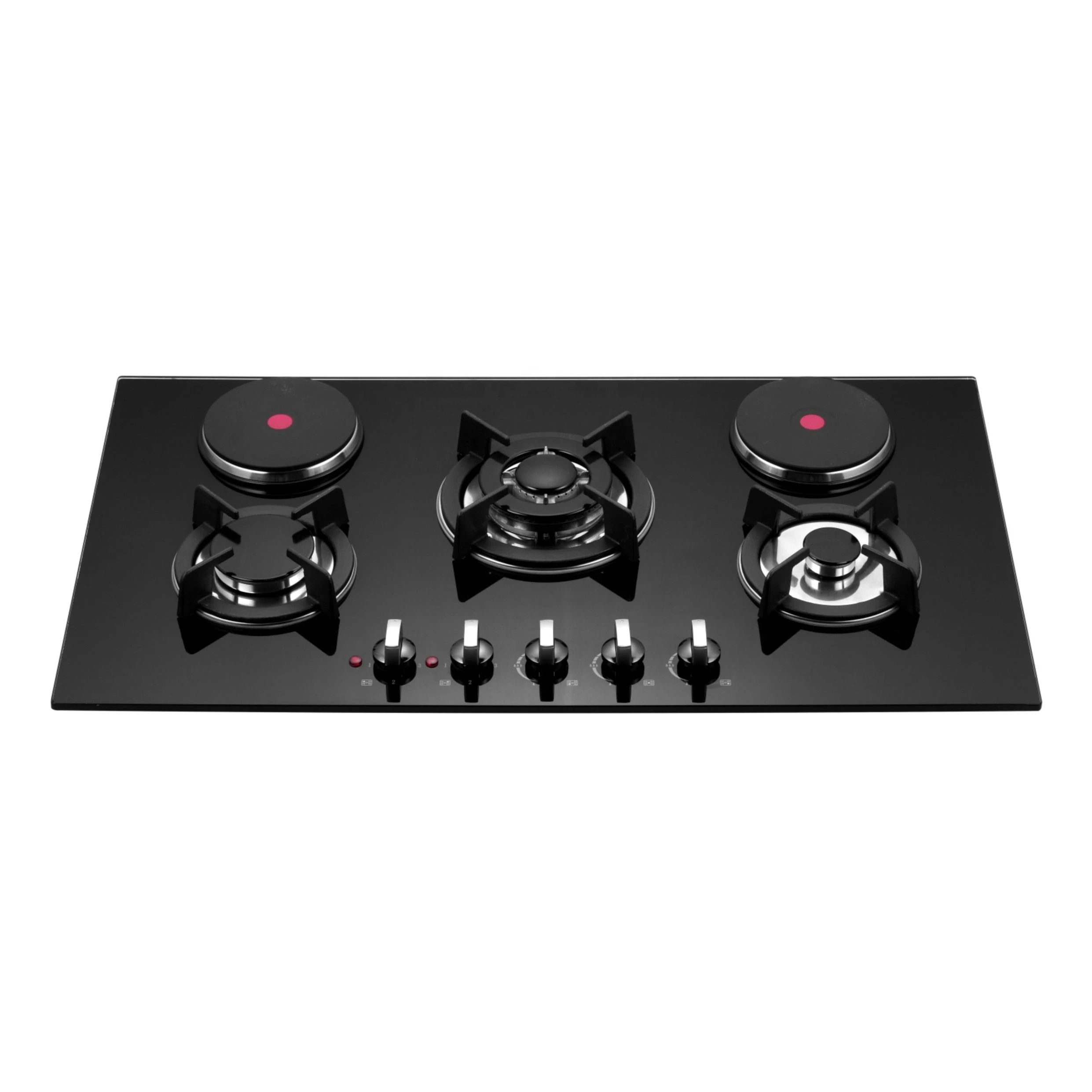 5 Burner 90cm Built in Gas Cooker Cooktop Tempered Glass Manufacturer China Ceramic / Glass with Hot Plate